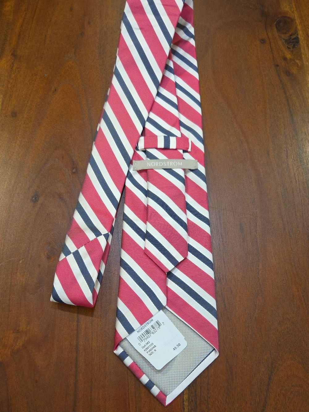 Nordstrom Fuscia, Navy and White Diagonal Stripe Tie NWT